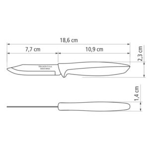 Faca para Legumes Inox 3 Preta Plenus - Tramontina