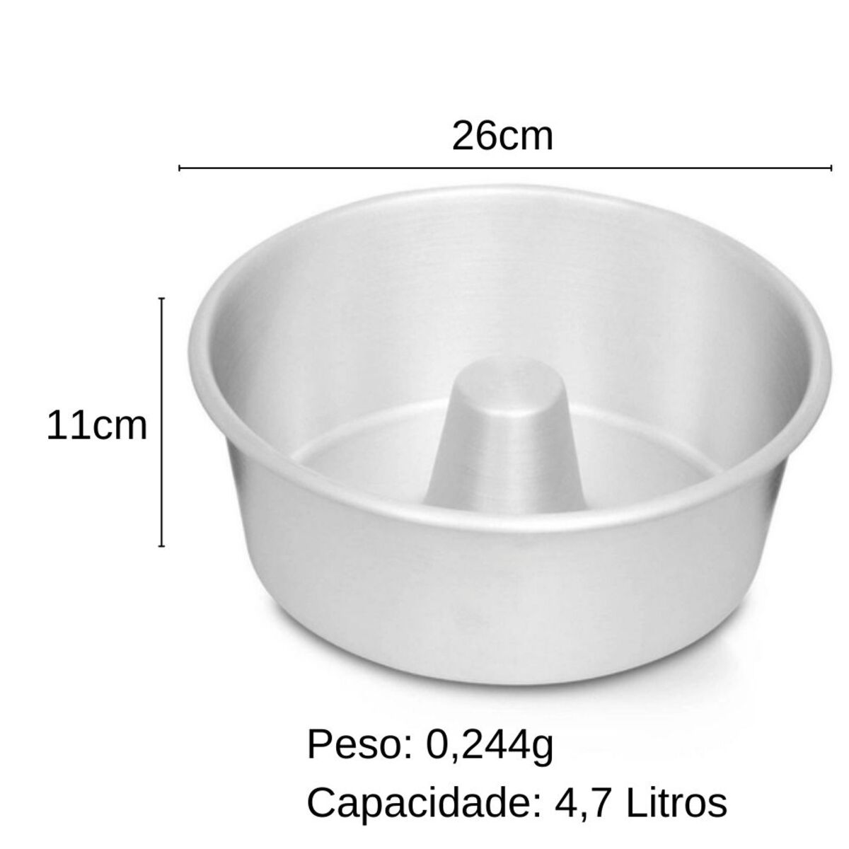 Nigro Forma para Pudim e Bolo de Aluminio Conica c/Tubo 18 cm x 8 cm 1.7  litros