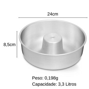 Forma Alumínio Bolo/Pudim 24cm c/Tubo- Nigro