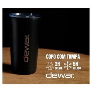 Copo Térmico Inox 473ml c/Tampa Preto - Dewar