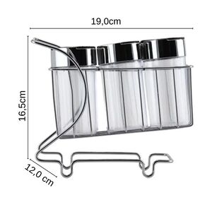 Mini Carrinho Com 6 Porta Condimentos Cromado  - Arthi