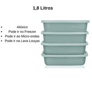 Conjunto Pote Retangular 1,8L 4Peças Azul - Sanremo