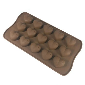 Forma Chocolate em Silicone Coracao 15 Espaços