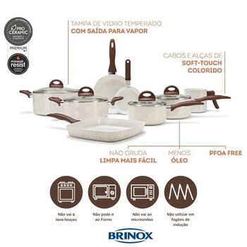 Conjunto Panelas Cerâmica 8 peças Vanilla - Brinox