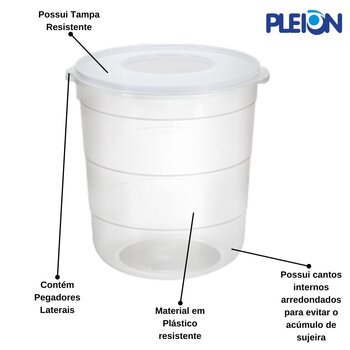 Pote Plástico 20,0 litros c/tampa - Pleion