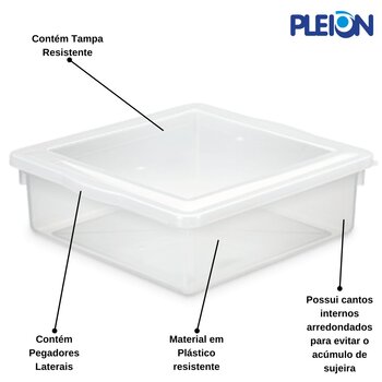 Caixa Organizadora 8,0 litros c/tampa transparente - Pleion