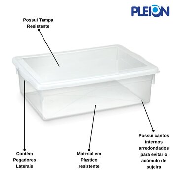 Caixa Organizadora 11,0 litros s/tampa Transparente - Pleion