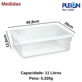 Caixa Organizadora 11,0 litros s/tampa Transparente - Pleion
