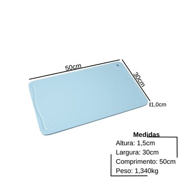 Prancha Polietileno Retangular Azul 50x30cm(Peixes) Pronyl