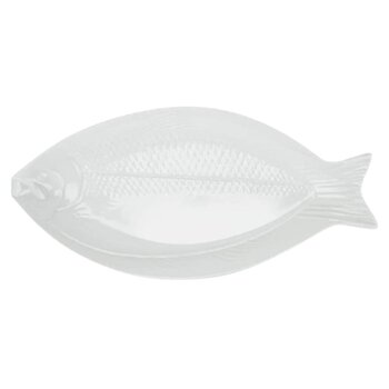 Travessa Melamina em forma de peixe branca da Haus Concept