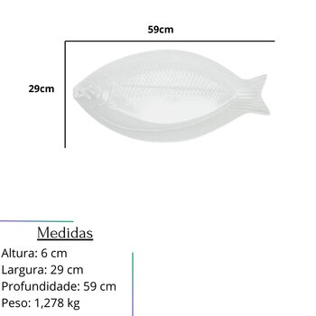 Travessa Melamina em forma de peixe branca da Haus Concept