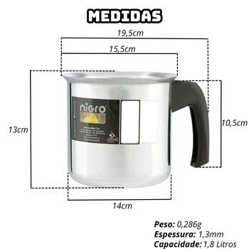 Caneca Alumínio 14cm Criativa 1,8L - Nigro