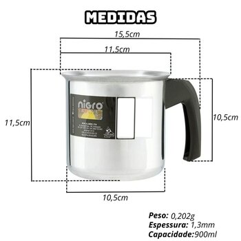 Caneca Alumínio 10cm Criativa 900ml - Nigro