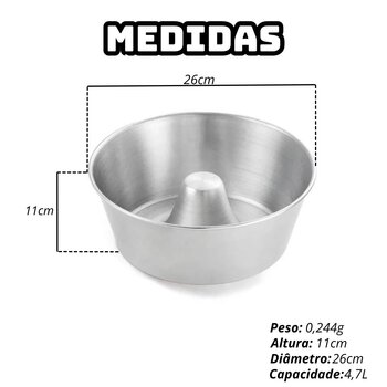 Forma Alumínio Bolo/Pudim 26cm c/Tubo- Nigro