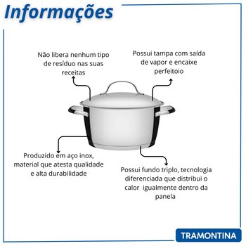 Caçarola Inox 24cm C/Tampa Allegra Tramontina