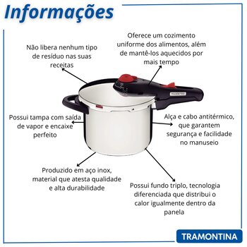 Panela Pressão Inox 6,0L Solar Tramontina