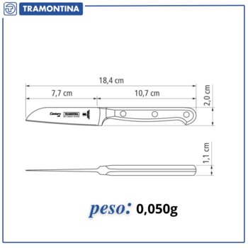 Faca para Legumes Inox 3 Preta Century Tramontina