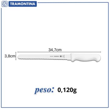 Faca Fiambres 8 Serrilhada Branco Profissional Tramontina