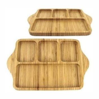 Petisqueira 4 divisórias em bamboo 27,5x17,5cm - Inga Import