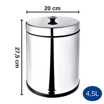 Lixeira Inox 4,5l Com Tampa - Viel
