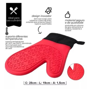 Luva Térmica Silicone 28cm c/Tecido - Mimo