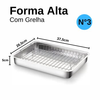 Assadeira Aluminio C/Grelha - Vissoto N°3 Alta