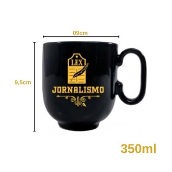 Caneca Porcelana Preta Jornalismo 350ml