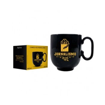 Caneca Porcelana Preta Jornalismo 350ml