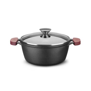 Caçarola Ferro Fundido 22cm c/Tampa de Vidro - MTA