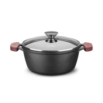 Caçarola Ferro Fundido 24cm c/Tampa de Vidro - MTA