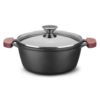Caçarola Ferro Fundido 28cm c/Tampa de Vidro - MTA