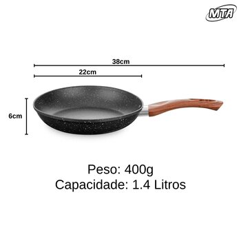 Frigideira Ceramic Flon 22cm Preta - MTA