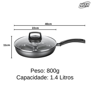 Frigideira Antiaderente 4 Ovos Poché 22cm - MTA